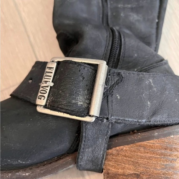 John Fluevog Black Combat Boots with Silver Buckle - Picture 5 of 7